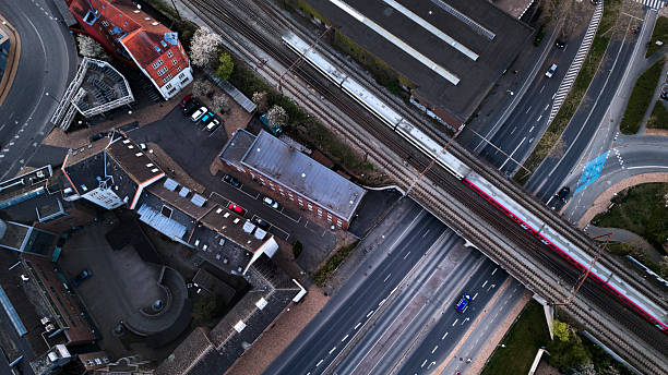 istock Elevated railway crossing road 2211555898