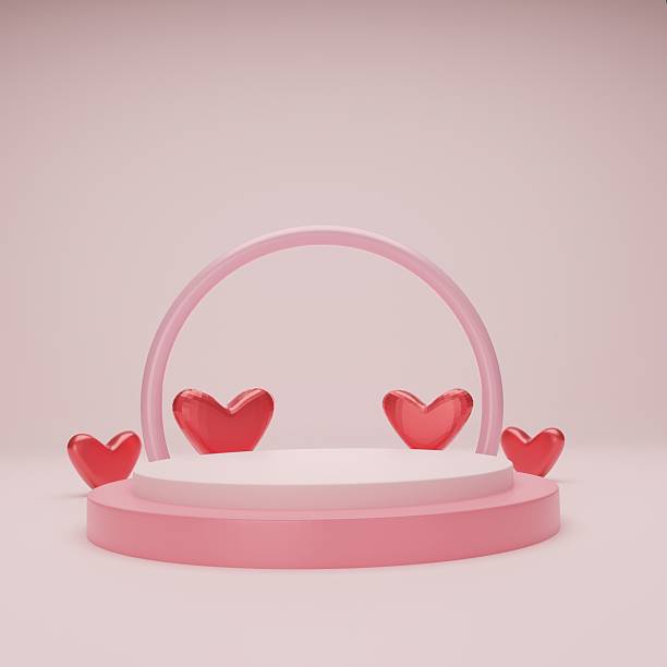 istock 3D Rendering podium pink color backdrop for ceremony and valentine. Blank product shelf standing backdrop 2211556049