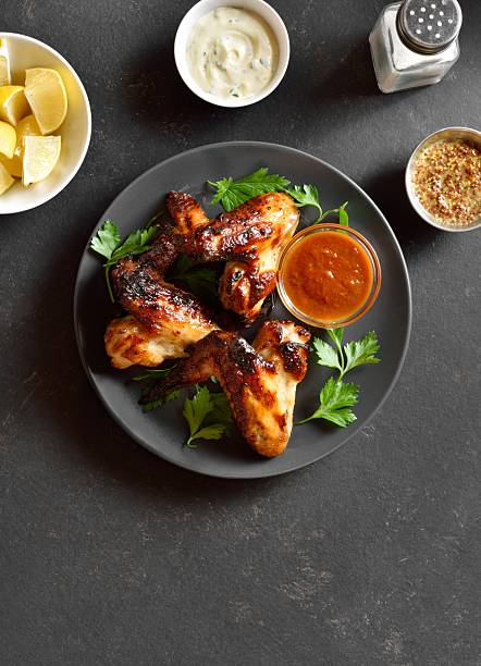 istock Grilled chicken wings, top view 2211556796