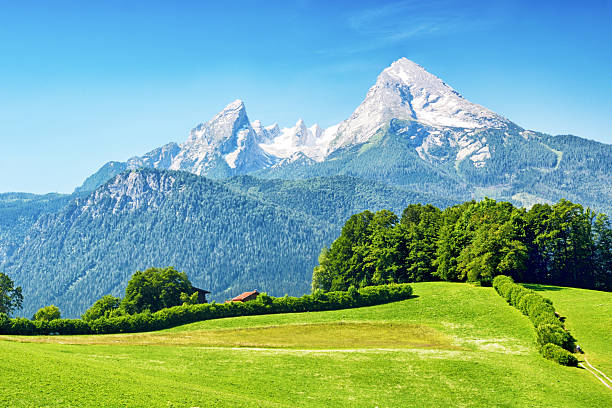 Alpin landscape with Watzmann the third-highest mountain in Germany on background