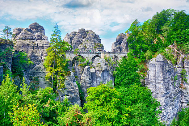 The Bastei Bridge was constructed to link several rocks for the visitors in 1851, Germany