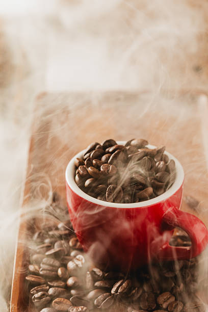espresso steaming in a white cup