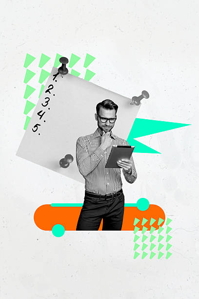 istock Creative collage poster of person think work device with sticker to do list on white background 2211561224