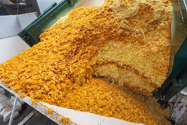 istock Recycling industry. Turning waste food into cattle feed, Industry. Waste chips.Dumping chips by a truck. = 2211568241