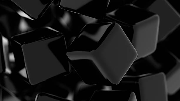 istock Glossy black cubes with rounded edges floating in a minimal composition, creating a modern, sleek, and futuristic design with smooth reflections. 2211572475