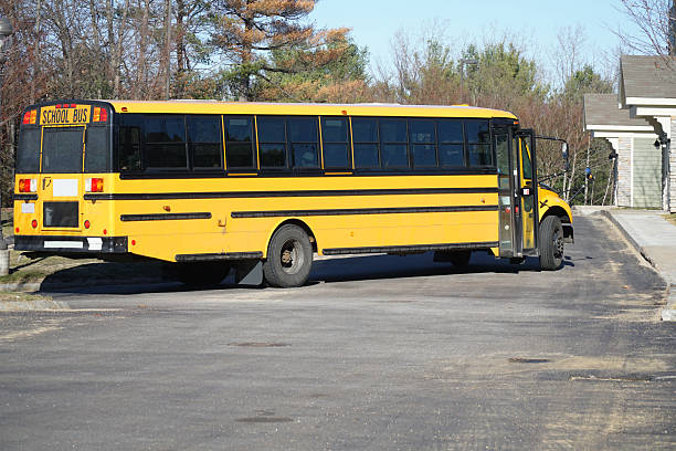 school bus in residential area
