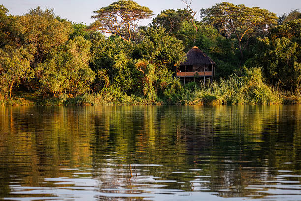 istock Thatched Lodge on Riverbank 2211581482