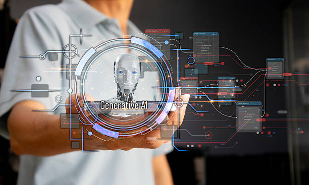 istock Interact with AI brain processors in the concepts of AI engineering, AI big data, and AI machine learning to use creative AI for business support. 2211582807