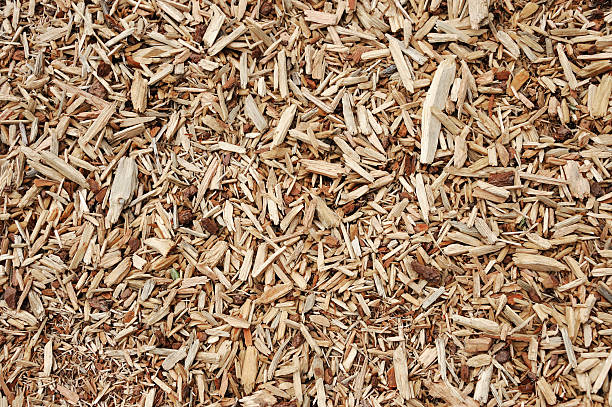 high angle view of mulch background in garden