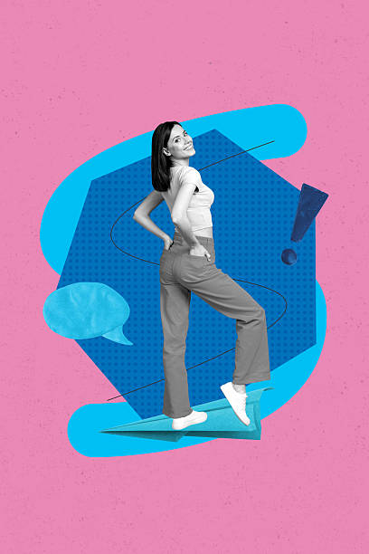 istock Creative template collage of person posing paper plane with comments on pink background 2211585722