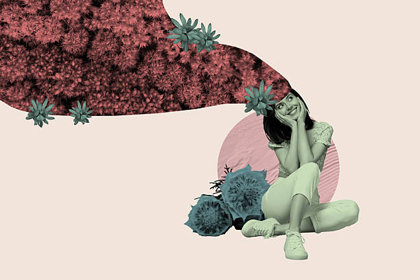 Trend artwork poster composite sketch image collage of young lady sit smile half head open dream flower botanical woman springtime holiday.
