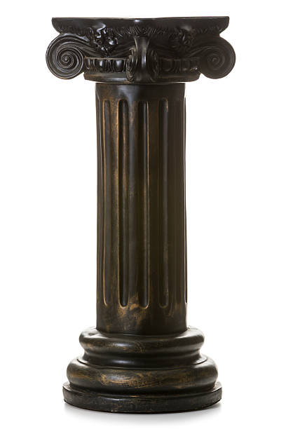 Decorative antiqued wooden column isolated on white background