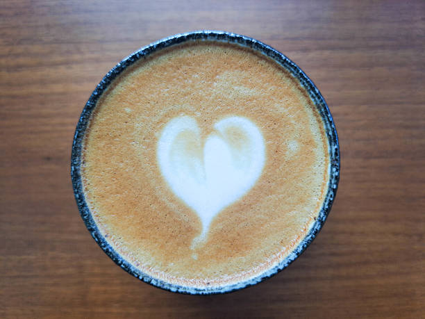 Freshly Melbourne Magic Coffee In A Cup. Drink Menu. Top View.