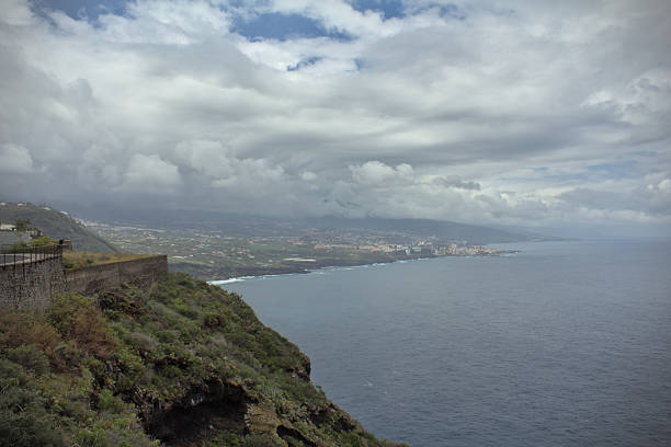 Panoramic rocky seashore landscape horizon view, Canary Island, Spain