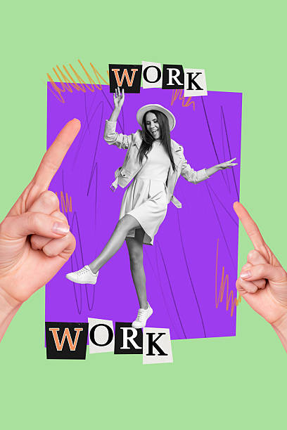 istock Template poster collage of person finger point on green background with work text 2211600687