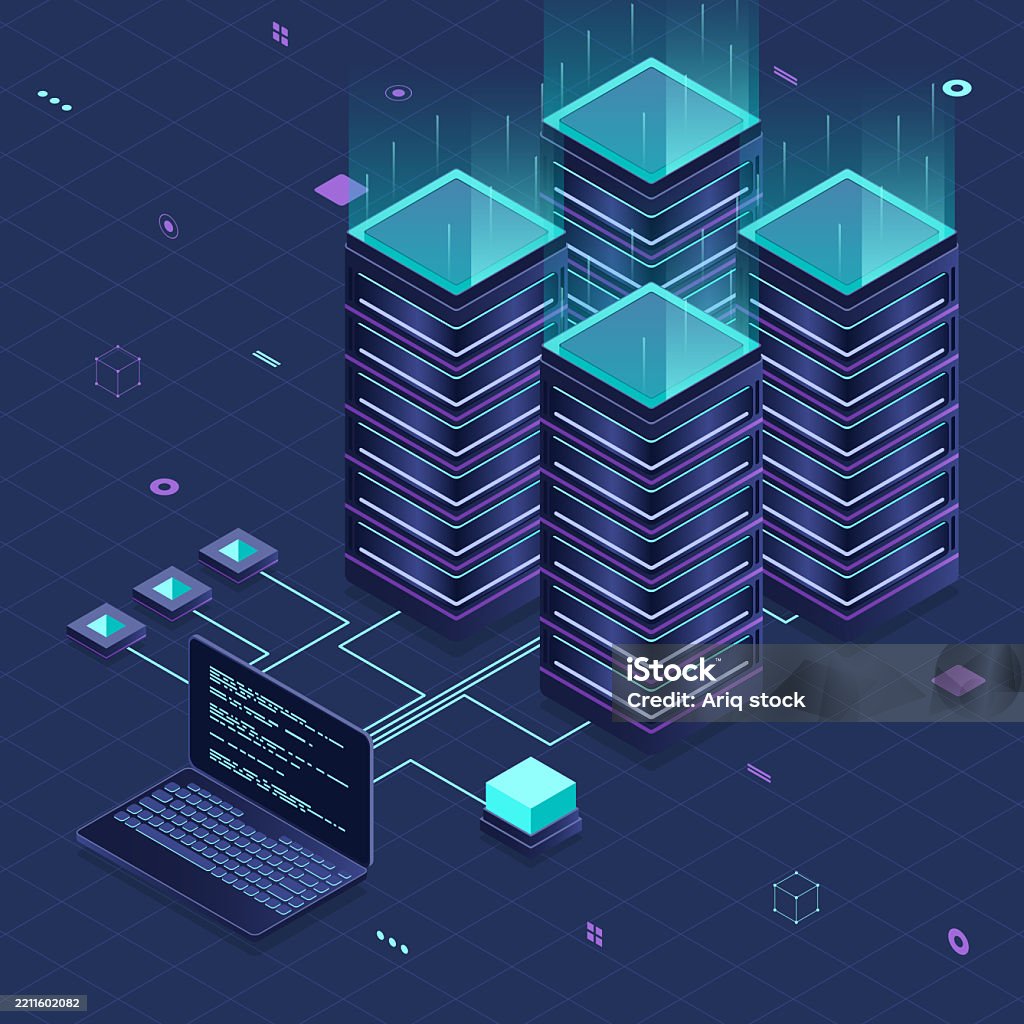 Database Servers Server Room Data Center Hosting Server Isometric ...