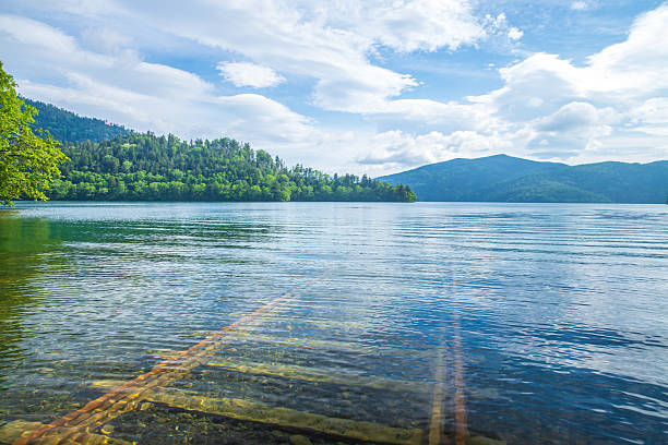istock Lake Shikaribetsu: The railway line leading to the lake 2211604630