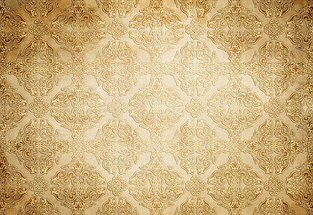 istock Faded condition grunge paper background with decorative ornament. 2211605459