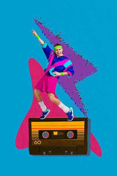 istock Creative artwork template sketch image 3D collage of party leisure night occasion rest young guy sportswear retro outfit dance cassette 2211609469