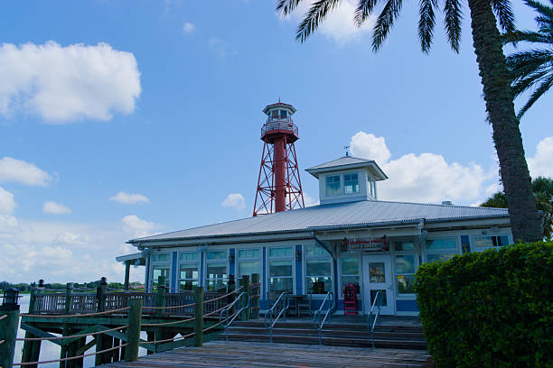 The Village, FL, USA, July 6,  2024: Landscape, the lighthouse by Lake Sumter.