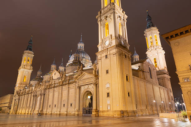 Zaragoza - The cathedral  Basilica del Pilar at dusk.