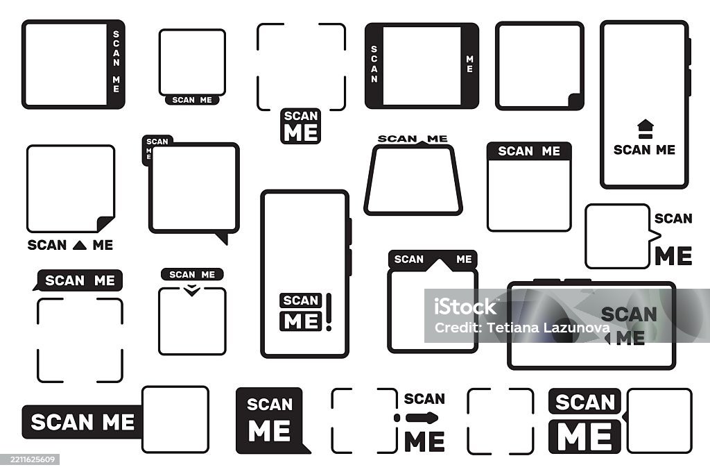 Scan Me Frame Qr Scanning Code Frames Mockup For Smartphone Barcode ...