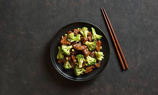 Beef with broccoli in asian style