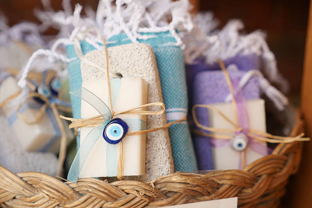 istock A beautifully handcrafted soap and towel gift set presented in a lovely basket 2211632229