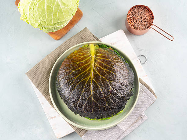 istock Chou farci, stuffed savoy cabbage pie with lentil quinoa ragu 2211633743