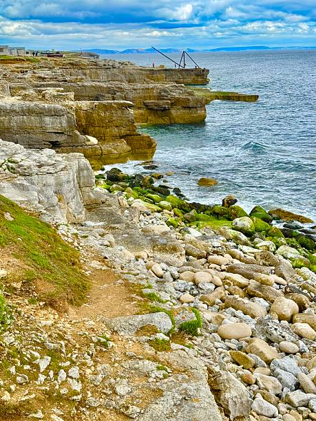 Jurassic Coast, an isolated island  of quaint villages, rocky coastal scenery, Portland Bill Lighthouse in Dorset, England