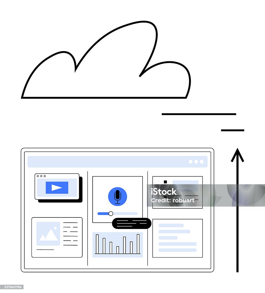 Cloud Computing And Data Synchronization Workflow With Graphic ...