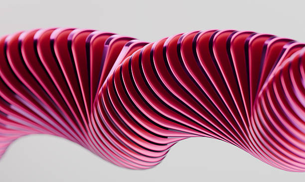 istock Abstract Pink and Purple Helical Shape with Ribbed Texture, Modern 3D Rendering on a Light Background 2211641348