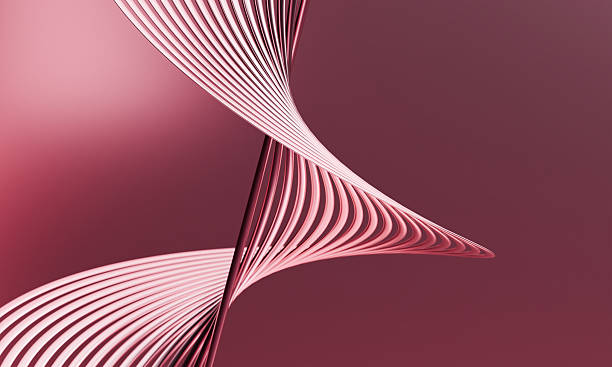 istock Modern Geometric Rose-Colored Spiral Symmetry with Twisted Linear Elements 2211642433