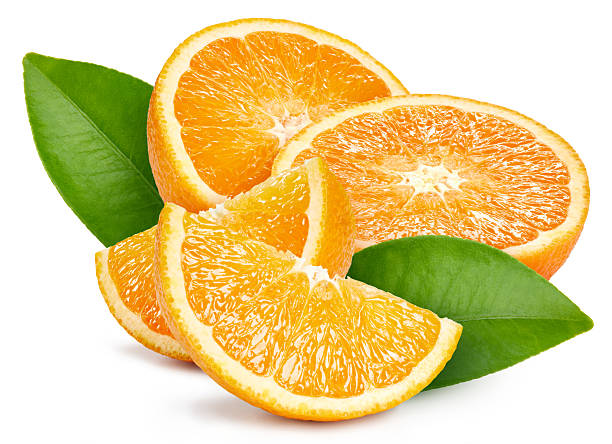 istock Fresh organic orange with leaves isolated on white background 2211646446