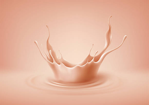 istock Crown splash of liquid foundation. Realistic 3d render of a splash of beige liquid, flow of foundation cream texture. Vector illustration 2211649292