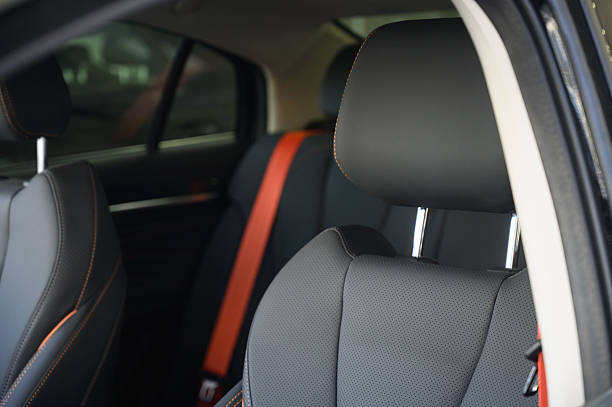 istock Interior of a modern car with black leather seats 2211650468