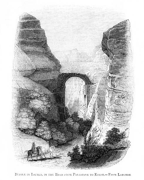 Idumea in Numbers (Old Testament) is also known as Mount Seir and Edom, Jordan in the  Middle East. Edom, where Esau settled, is southeast of ancient Israel/Judah, now Jordan. In Numbers, the Edomites did not allow the Israelites to pass through their land, so the Hebrews took a detour.  Illustration published in 1836. Copyright expired; artwork is in Public Domain.