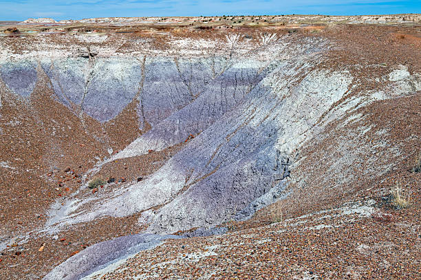 Colorful Silt Layes in a High Desert in Petrified Forest National Park in Arizona