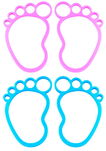 Newborn Infant Baby Footprint Ink Stamp Impressions Isolated