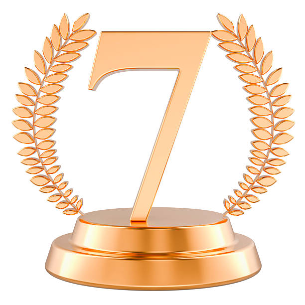 istock Golden 7, seventh place trophy cup, 3D rendering 2211663274