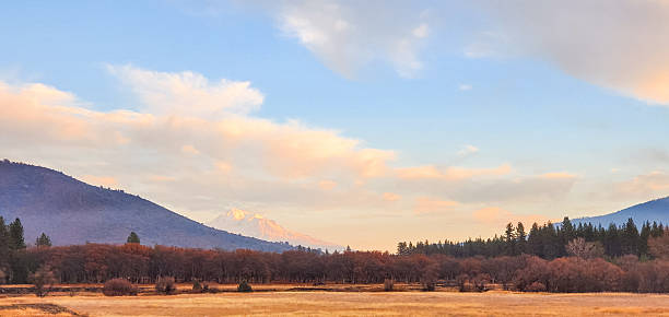 Alpine Glow on Mount Shasta from Sisson Meadow just down the street in California