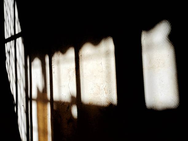 Shadow of iron trellis fence