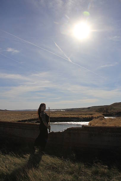 istock The Strong CJ Practices Her Sword by the River. 2211686806