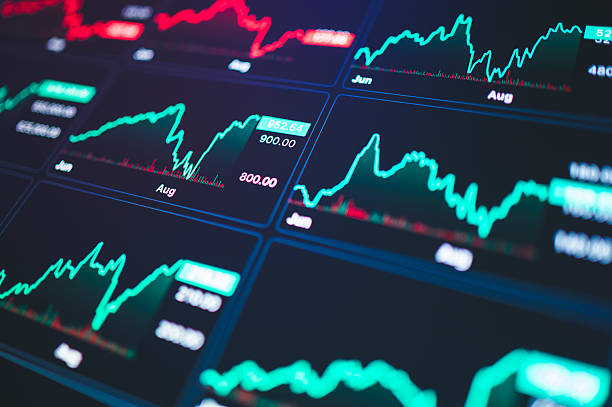 istock stock price movement and financial analysis with active market data visualization red and green candlestick chart overlaying investment 2211689318