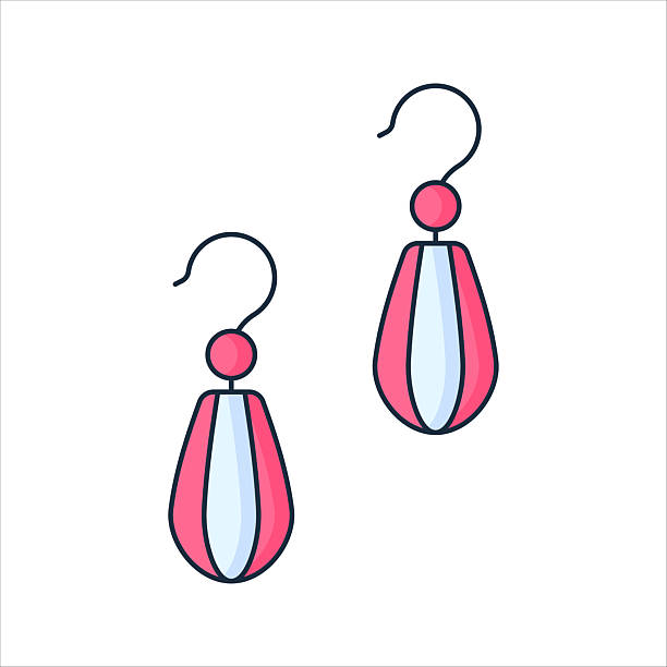 istock Earrings Flat design style, pink and white hanging earrings set, perfect for jewelry catalogs beauty blogs and accessory promotions 2211697178
