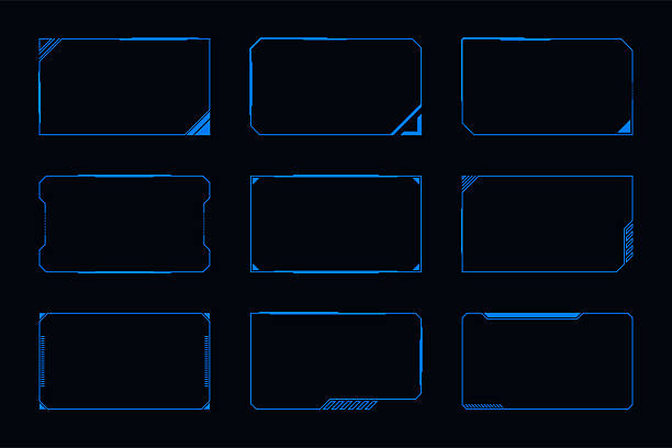 rahmentechnologie, cyberpunk-designelement. technologie hi-tech-element - hud grafische benutzeroberfläche stock-grafiken, -clipart, -cartoons und -symbole
