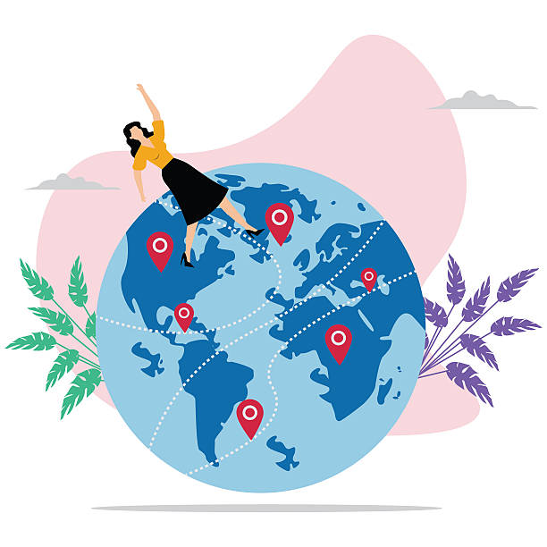 istock Expanding opportunities, Businessman jumps to new pin target on the world 2211712563
