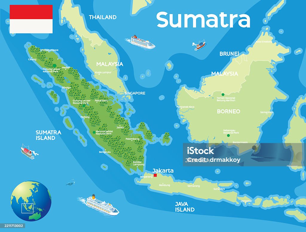 Sunatra Map Map Map Of Sumatra Island Stock Illustration - Download Image Now - Asia ...
