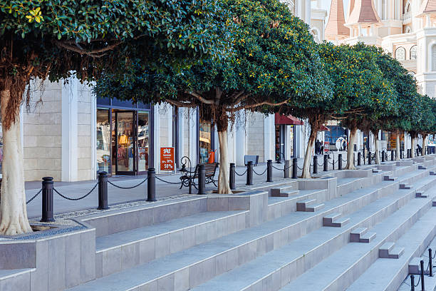 The Land of Legends shopping street, aquapark and theme park Turkiye, Antalya - 12.03.2025: The Land of Legends shopping mall street, aquapark and theme park is a popular tourist destination near Belek, Antalya belek town stock pictures, royalty-free photos & images