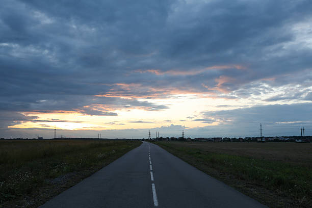 Beautiful cloudy sky over highway in countryside